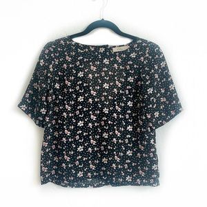 Nordstrom Black Floral Peak-a-boo Back Tee